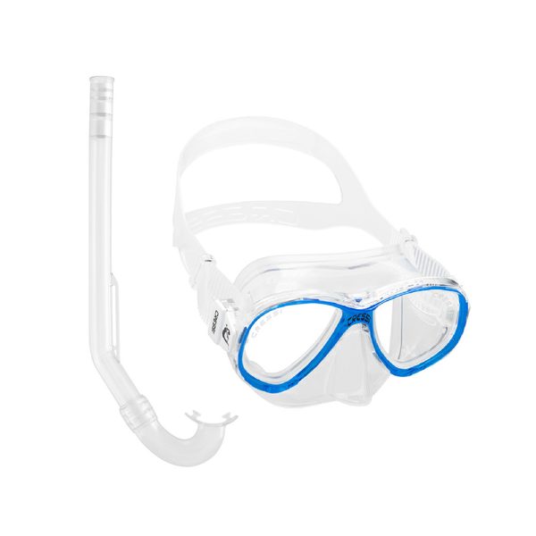Cressi Set Perla Junior Silicone Mask + Minigringo Snorkel Clear/Frame Blue - Μάσκα & Αναπνευστήρας
