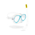 Cressi Set Perla Jr Silicone Mask + Mini Island Snorkel Clear/Frame Aquamarine - Μάσκα & Αναπνευστήρας