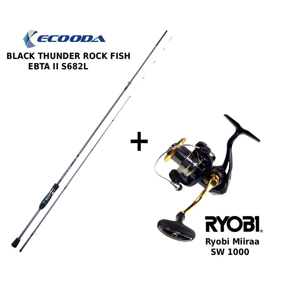 black thunder miiraa Combo LRF BLACK THUNDER ROCK FISH ROD EBTA II S682L + RYOBI MIIRAA SW 1000 - Image 1